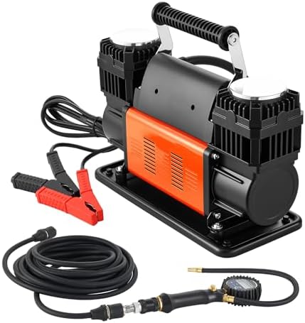 VEVOR Dual-Cylinder Heavy Duty Air Compressor, 10.6CFM Portable Tire Inflator, 12V 150PSI Offroad Air Pump with Digital Pressure Gauge & Adapters for Truck Car SUV 4 x 4 Vehicle RV by VEVOR