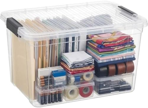 Superio 26.5 Quart Clear Plastic Storage Boxes with Lids, Stackable Organizer Containers, BPA-Free Storage Bins for Home, Office, School & Dorm, 10 Pack by Superio