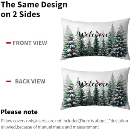 Sweetshow Green Pine Tree Forest Pillow Covers Set of 2 Cotton 20x12 Inches - Image 5