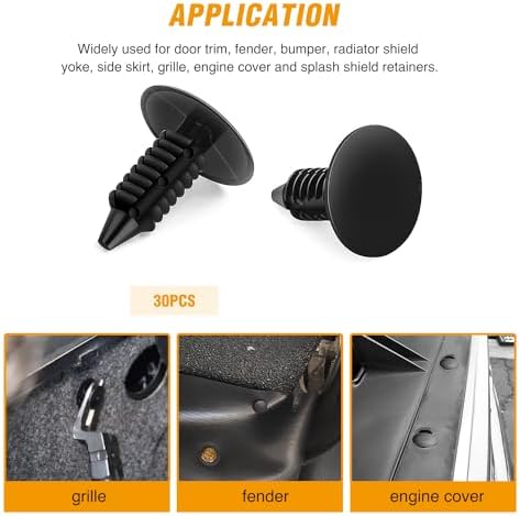 GOOACC 120PCS Car Bumper Push Retainer Clips & Nylon Fasteners Rivet Kit 6mm 7.6mm 8mm 8.8mm 10mm Door Trim Panel Clips, 5PC Fastener Remover - Image 5
