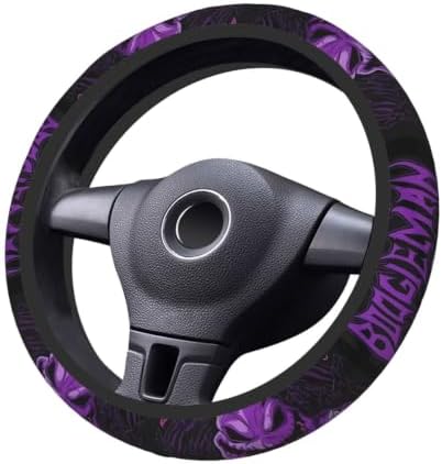 Halloween Jack and Sally Horror Nightmare Christmas Steering Wheel Cover for Women, Neoprene Anti-Slip Universal 15 inch Car Steering Wheel, Anime Car Accessories for Vehicle SUV (Xmas 3)
