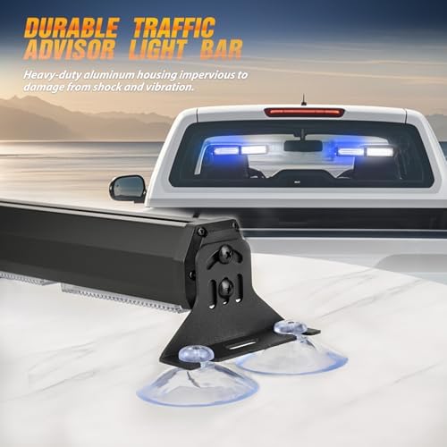 Nilight 40LED Blue White Emergency Strobe Traffic Advisor Light Bar with Suction Cups Dash Safety Warning Hazard Flashing Lights Interior Front/Rear Windshield for Trucks Construction Vehicles