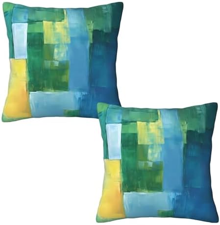 Teal Abstract Throw Pillow Covers 18x18 inch Set of 2 Blue and Green Pillow Case Cushion Cover for Home Sofa Couch Living Room Car Decor by Mshutbna