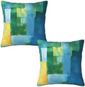 Teal Abstract Throw Pillow Covers 18x18 inch Set of 2 Blue and Green Pillow Case Cushion Cover for Home Sofa Couch Living Room Car Decor by Mshutbna