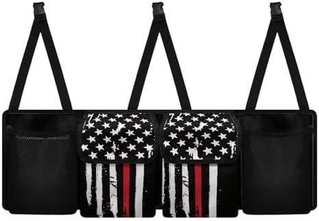 Black American Flag Car Trunk Organizer Hanging Car Back Seat Storage Bag Foldable Automotive Interior Accessories Suitable Most Sedans SUV Jeep Trucks Van