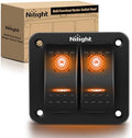Nilight 2 Gang Rocker Switch Panel w/Orange LED Light 5Pin ON Off Pre-Wired