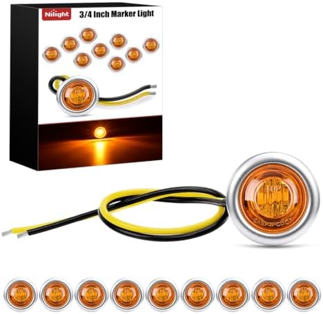 Nilight 3/4" Round Marker Lights 10PCS Amber Side Bullet Clearance Light