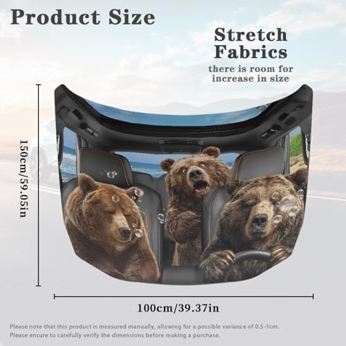 Funny Bear Car Hood Cover Polyester Elastic Fabrics Can be Washed Suitable for SUV Trucks Universal for Cars