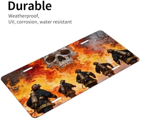 Skull Fire Firefighter Front License Plate 6" * 12" for Women