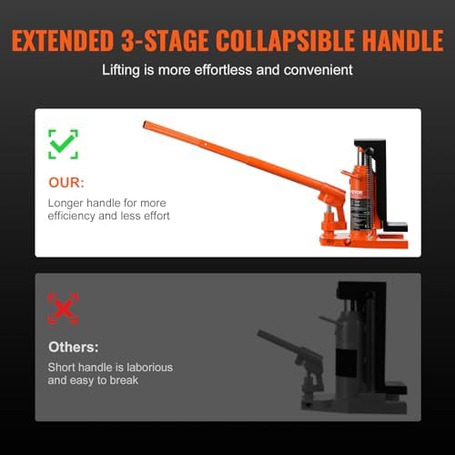 VEVOR Hydraulic Jack, 2.5 Ton Toe Lift, 5 Ton Top Lift, 0.8-5.3 in Toe Height, 8.9-13.4 in Top Height, Air Hydraulic Claw Jack for Machinery, Industry - Image 6
