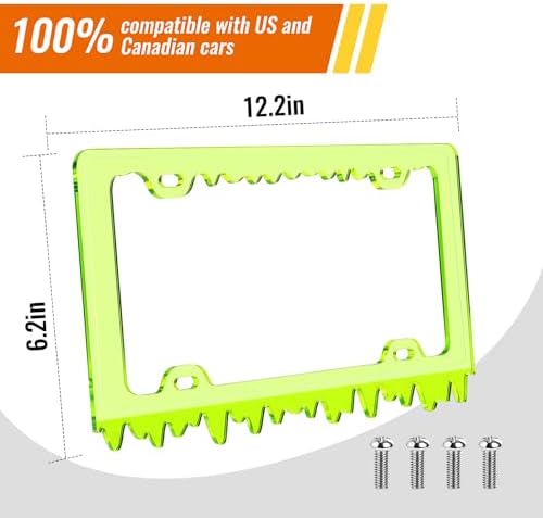 Timtin 1 Set Fluorescent Green License Plate Frame, Style 2
