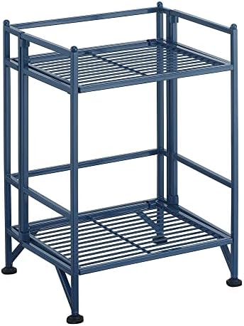 Convenience Concepts Xtra Storage Shelves - 2 Tier Folding Metal Organizer Shelf for Office, Closet, Laundry Room, Garage, Kitchen, Bathroom, & Bedroom, No Tools Assembly, Cobalt Blue by ConvenienceConcepts