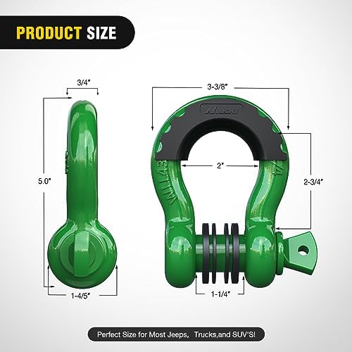 Nilight 2 PCS 3/4" D-Ring Shackle with 7/8" Screw Pin | 41,887lbs Break Strength Heavy Duty Off Road Recovery Shackle with Isolators Washers for Tow Strap,Winch,Off-Road Truck