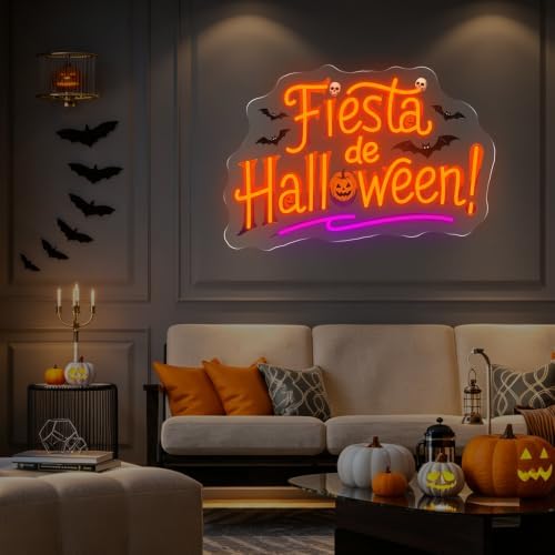 Fiesta De Halloween Neon Sign, Pumpkin Halloween LED Light, 16.7"x11.4" - Image 5