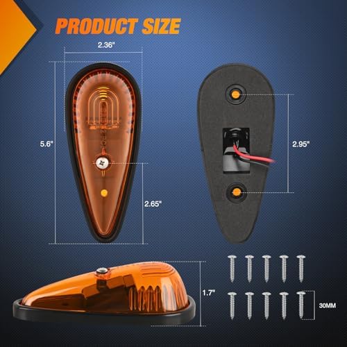 Nilight Cab Roof Marker Light 5 PCS Amber Teardrop Top Clearance Lights
