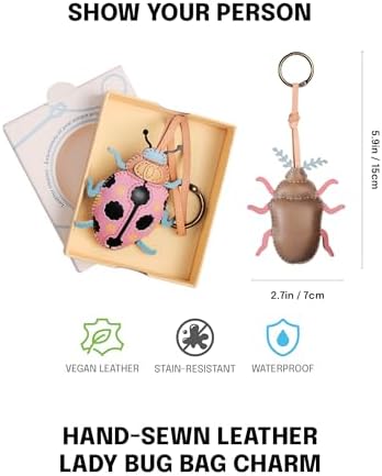 Insects Leather Bag Charm - Unique Purse Charm Keychain for Backpacks