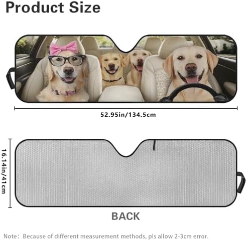 Renewold Funny Labrador Retriever Car Front Window Shade Automotive Windshield Sunshade for Jeep Wrangler JKU JL 1997-2023 2/4 Door Gladiator JT 2020-2023 Block Heat Sunlight UV Sun Shield Sun Visor
