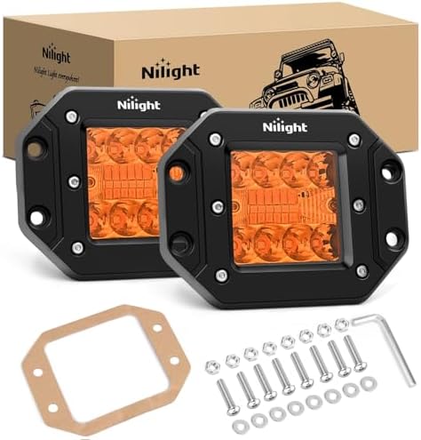 Nilight 2 PCS 42 W Flush Mount LED Light Pods Amber Spot Flood Combo Beam
