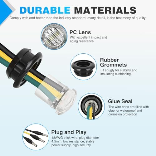 Nilight 3/4 Inch Dual Color Marker Light Amber Turn Green Clearance Lights