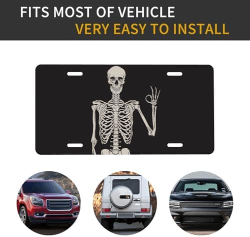 Human Skeleton Gothic Front License Plate 6" * 12" for Women