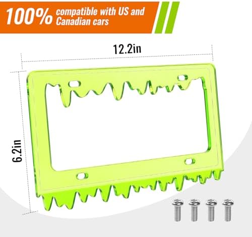 Timtin 2 Sets Fluorescent Green License Plate Frame, Style 1