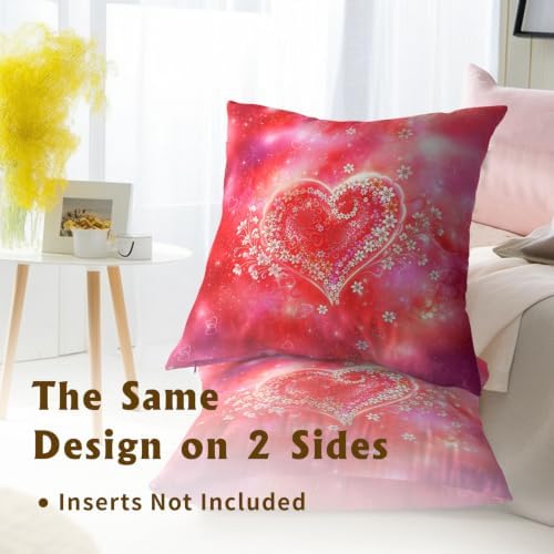 Sweetshow Valentines Red Heart Pillow Covers Set of 2 Cotton 24x24 Inches - Image 5
