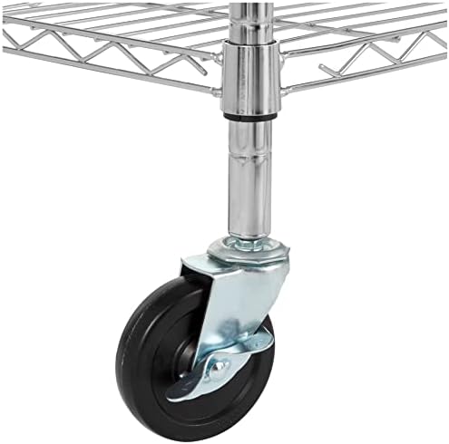 Amazon Basics 5-Shelf Adjustable, Heavy Duty Storage Shelving Unit on 4" Wheel Casters, Easy to Move Portable Wire Shelving, No Tools Needed for Easy Assembly, 30" x 14" x 64.8", Chrome - Image 3