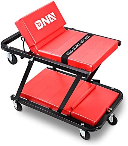 DNA Motoring TOOLS-00192 48" 2 IN 1 Folding Rolling Garage Shop Creeper Roller Seat, 7 Pcs 2" Casters, 350 Lbs Weight Capacity, Red by DNAMOTORING-Tools