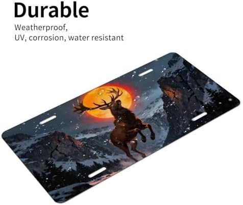 Elk Snow Mountain Fire Moon Front License Plate 6" * 12" for Women
