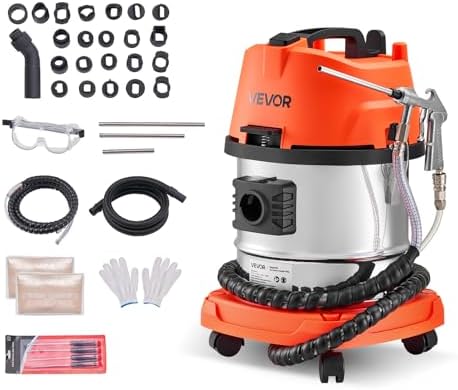 VEVOR Walnut Blaster Kit for Carbon Cleaning, 1200W Sand Blaster with Built-in Vacuum, Extension Nozzle Sandblaster Gun, and 5.5lbs Walnut Shell for Engine Intake Valve Cleaning - 13L by VEVOR
