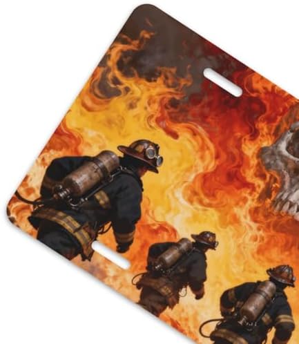 Skull Fire Firefighter Front License Plate 6" * 12" for Women