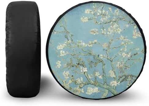 Spare Tire Cover, Weatherproof Wheel Cover with Almond Blossoms in Bloom, Universal for Trailer RV SUV Truck Camper Accessories 14" 15" 16" 17" 18", (15" Fits Tire Diameter 27.6"-29.5")