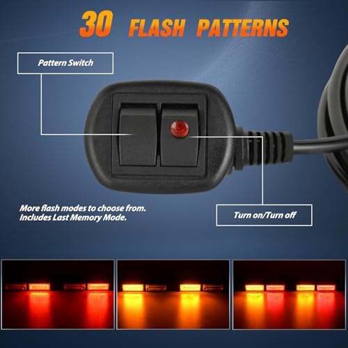 Nilight 40LED Amber Red Emergency Strobe Traffic Advisor Light Bar with Suction Cups Dash Safety Warning Hazard Flashing Lights Interior Front/Rear Windshield for Trucks Construction Vehicles