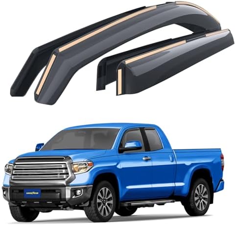 Goodyear Shatterproof in-Channel Window Deflectors for Trucks Toyota Tundra 2007-2021 Double Cab, Rain Guards, Window Visors for Cars, Vent Deflector, Truck Accessories, 4 pcs- GY003411LP