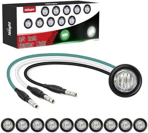 Nilight 3/4 Inch Dual Color Marker Light Green and White Clearance Lights