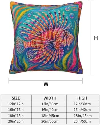 Colorful Lionfish Throw Pillow Covers 18x18 inch Set of 2 - Image 3