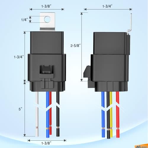 Nilight 5 Pack Waterproof Relay and Socket Harness 40/30 AMP