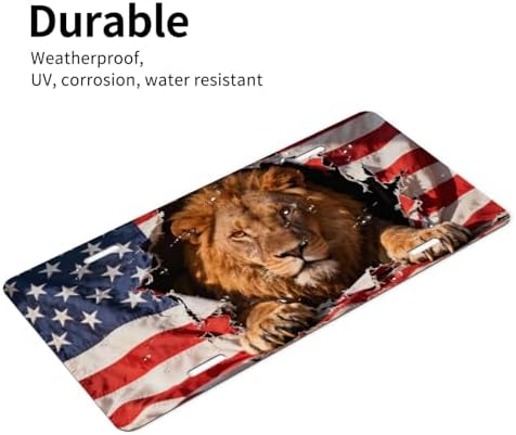 Lion American Flag Retro Front License Plate 6" * 12" for Women