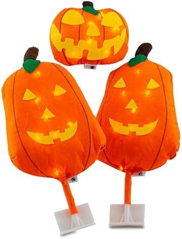 Zento Deals Orange and Yellow Pumpkin 19" with LED Lights Halloween Car Decorating Kit - Universal Size Antenna Toppers Decoration for Halloween - Cars, Trucks, Vans, SUVs Exterior Accessories
