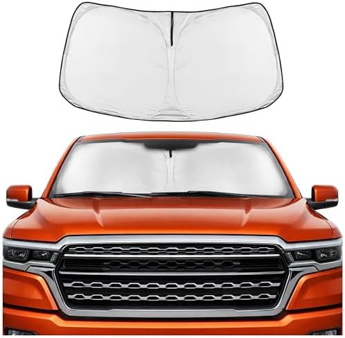 Motor Trend Custom Fit Dodge Ram 1500 Windshield Sun Shade - Fits All (2019-2026) Trims - Foldable Pop-Up Car Windshield Sunshade Dodge Ram 1500 Accessories - Automotive Ram Truck Interior Protection