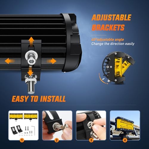 Nilight Side Shooter LED Lights 2PCS 7 Inch Yellow Beam with Wiring Kit