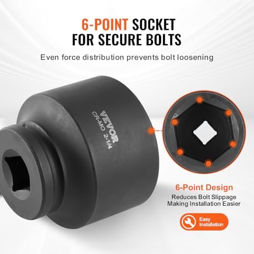 VEVOR Axle Nut Impact Socket Set - 3/4" Drive 6-Point 8-Piece SAE Spindle Nut Socket CR-MO Heat Treated Large Socket Set with Storage Case for Auto Repair, Removing or Installing Axle Nuts - Image 4