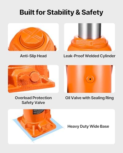 VEVOR Hydraulic Bottle Jack, 20 Ton/44092 LBS All Welded Bottle Jack, 7.5-14 inch Lifting Range, with 3-Section Long Handle, for Pickup Truck, Truck, Car, RV, Auto Repair, Industrial Engineering - Image 6