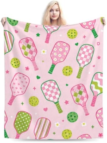 Pickleball Paddle Blanket for Women, Gifts for Girls, Cute Preppy Pickleball Blankets for Kids, Soft Cozy Lightweight Throw for Bed Sofa Home Travel Room Decor, 40x50 Inch by Unknown