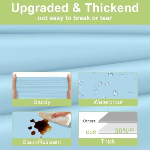 QIKSION 12 Pack Light Blue Plastic Tablecloth, Baby Blue Table Cloth - Image 3