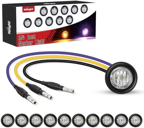 Nilight 3/4 Inch Dual Color Marker Light Amber Turn Purple Clearance Lights