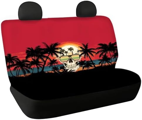 Sunset Skull Car Seat Covers Auto Rear Seats Cushion Cover,Washable Bucket Seat Cushion Protector Backseats Covers for Girls Women,Fit Most Cars,Sedan,SUV,Van
