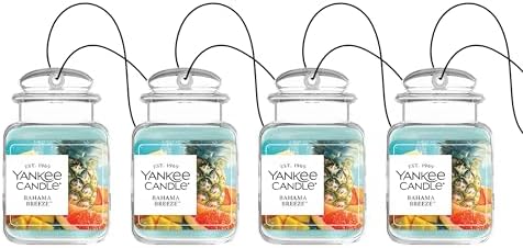 Yankee Candle Car Jar Ultimate Air Freshener, Hanging Car Freshener, Long Lasting Car Fragrance (Bahama Breeze)