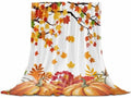 DecorLovee Orange Pumpkins Fall Blanket 50"x80", Reversible Thanksgiving Botanical Throw Blanket for Couch/Bed, Maple Leaf Lightweight Soft Throw Blankets for Adult, Warm Fuzzy Blankets for Winter by DecorLovee