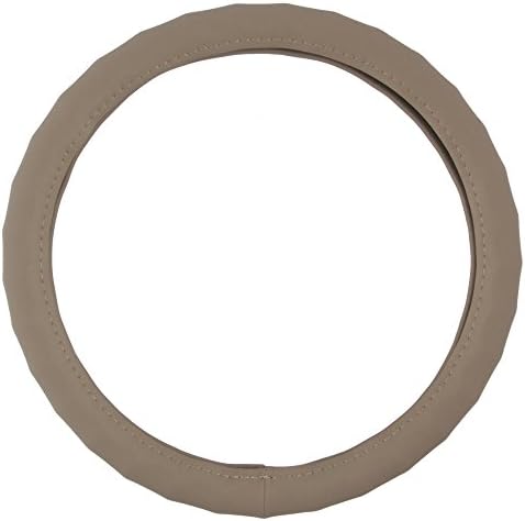 Motor Trend Ergonomic Grip Steering Wheel Cover/Protector for Small Size Steering Wheels in Cars, SUVs, Boats (13.5-14.5") (Genuine Leather (Beige))